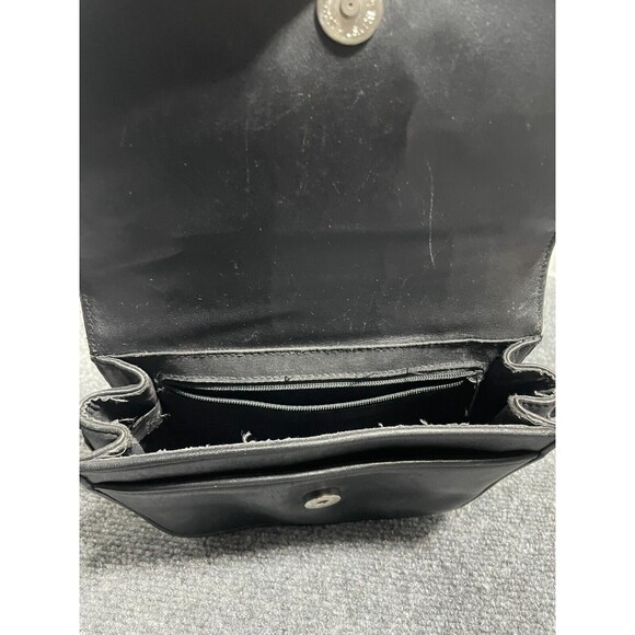 Vintage One World Brighton ChocBrown Croc-Embossed & Black Leather Crossbody Bag - Picture 6 of 12